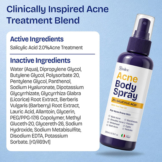 Body Acne Spray with 2% Salicylic Acid & Tea Tree Oil