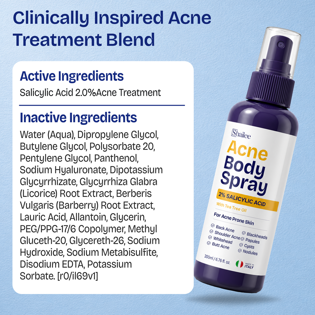 Body Acne Spray with 2% Salicylic Acid & Tea Tree Oil