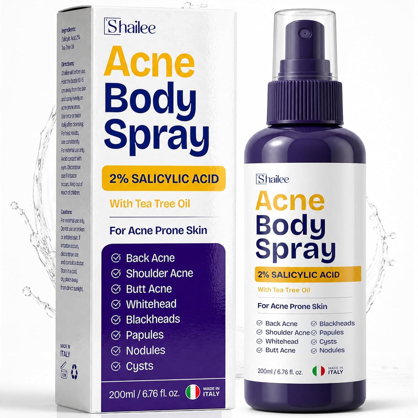 Body Acne Spray with 2% Salicylic Acid & Tea Tree Oil
