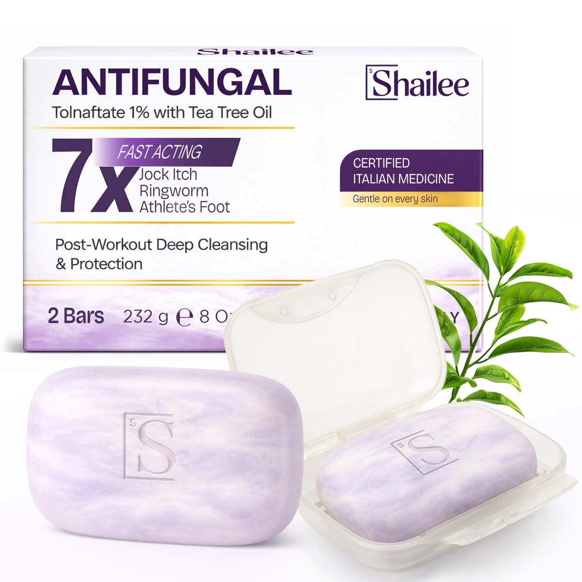 Antifungal Soap Bar with 1% Tolnaftate & Tea Tree Oil