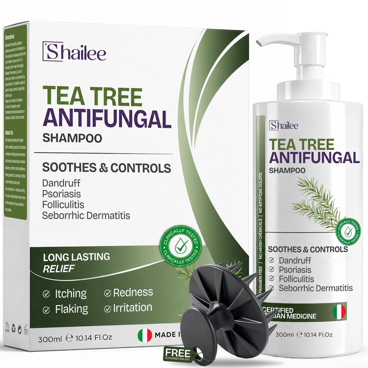 Antifungal Tea Tree Shampoo with Scrubber