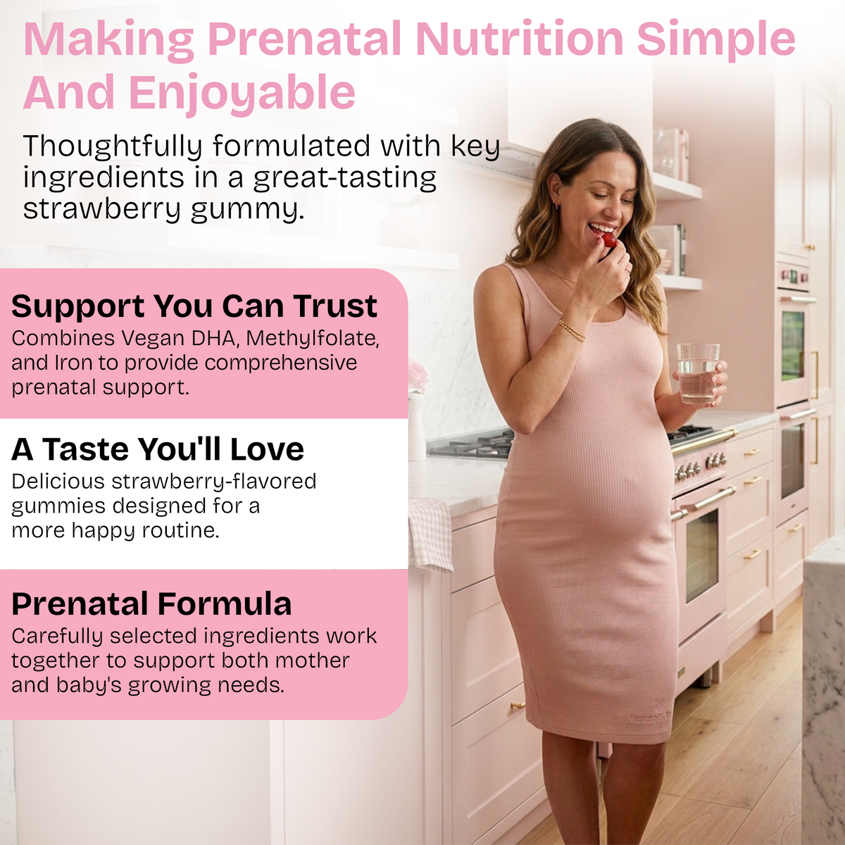 Prenatal Vitamins Gummies with DHA, Methylfolate & Iron