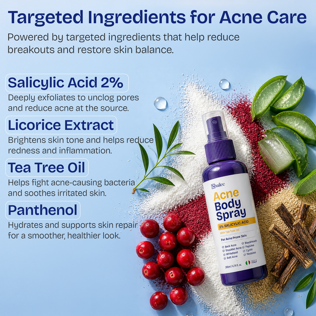 Body Acne Spray with 2% Salicylic Acid & Tea Tree Oil