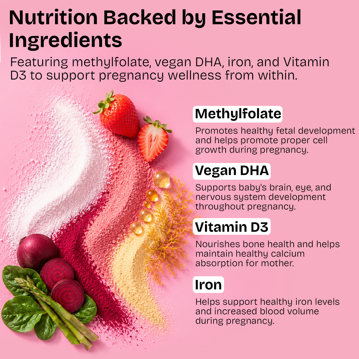 Prenatal Vitamins Gummies with DHA, Methylfolate & Iron